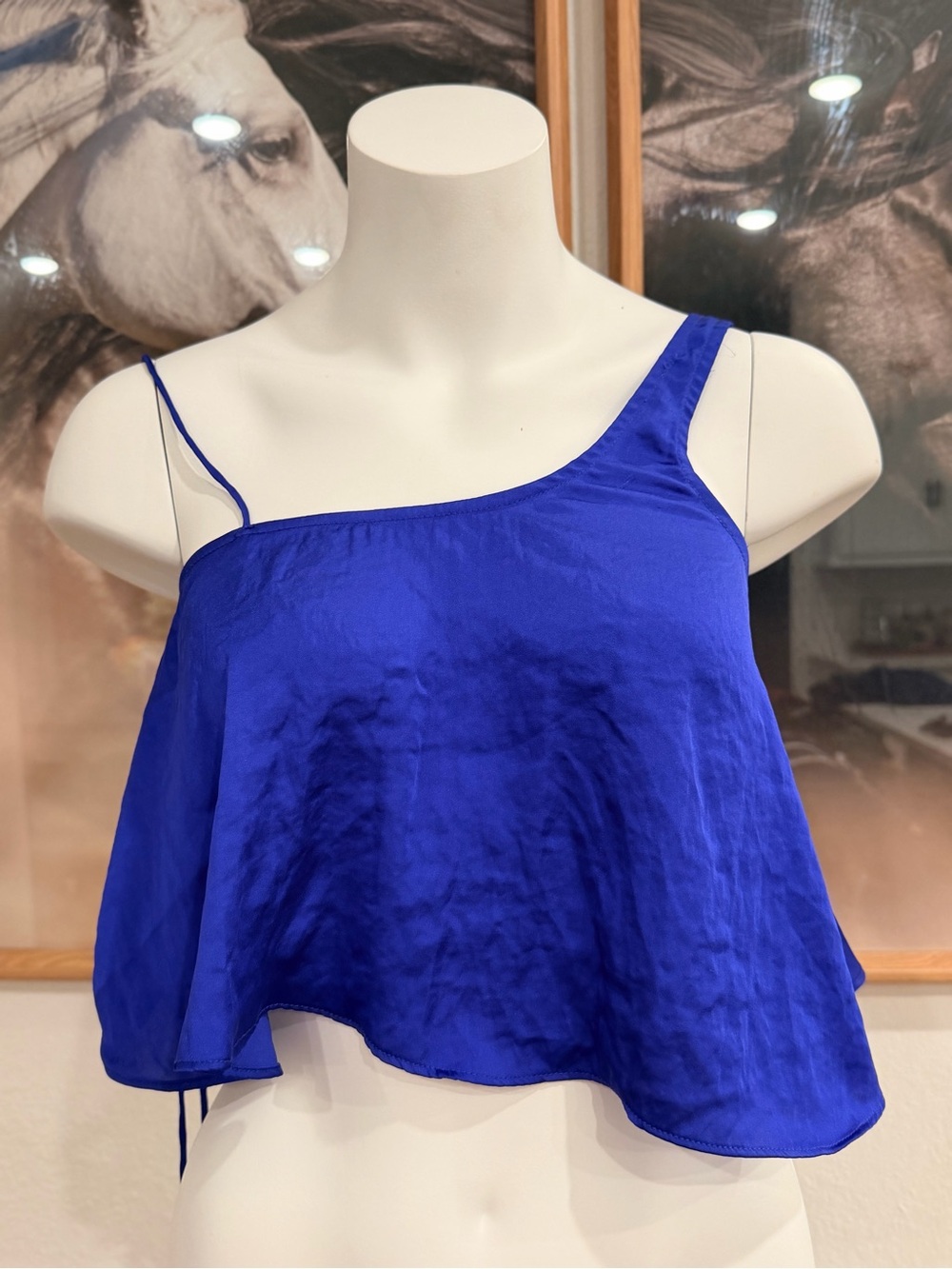 Urban Outfitters Electric Blue Satin One-Shoulder Camisole #J1013-01